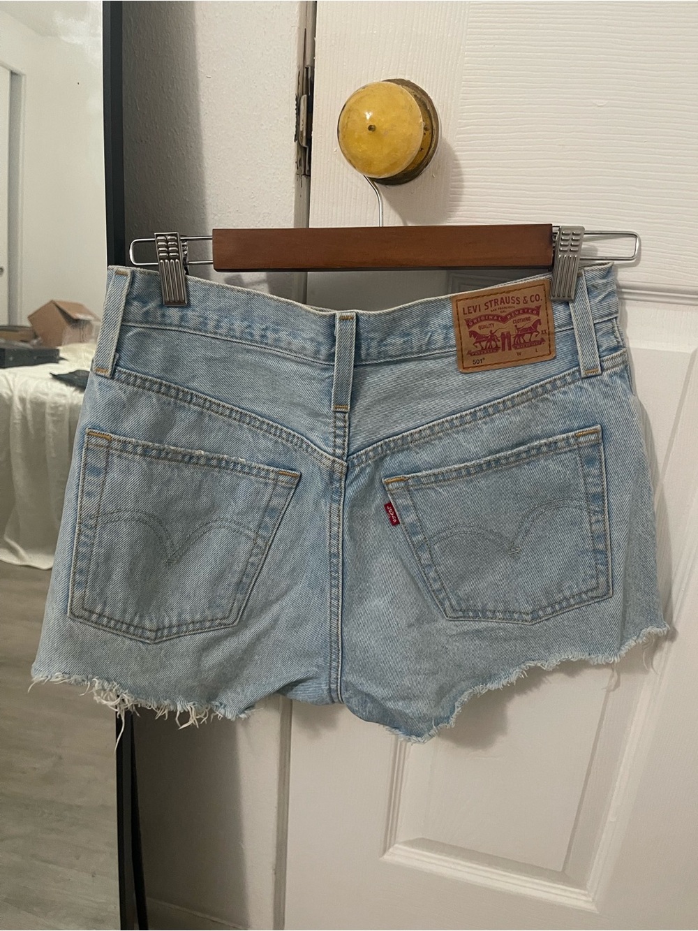 Levi's Light Blue Denim Cutoff Shorts with Frayed Hem
